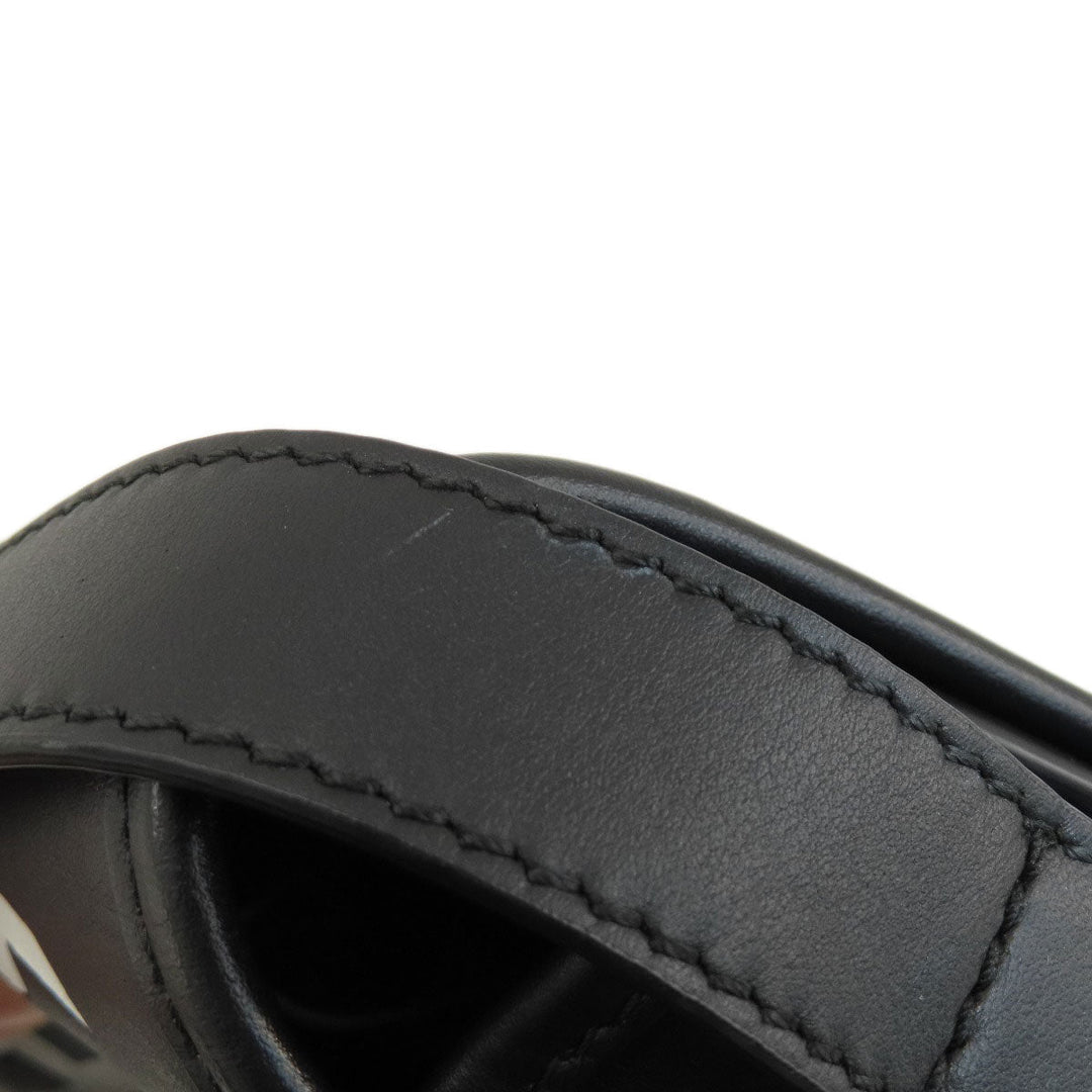 BURBERRY Shoulder Bag leather black logo Women Used Authentic