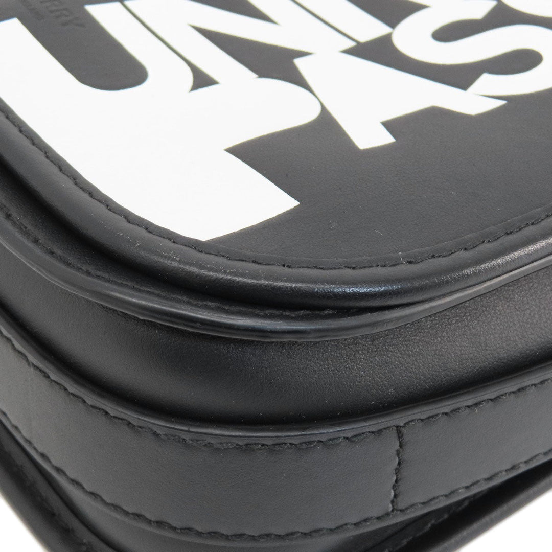 BURBERRY Shoulder Bag leather black logo Women Used Authentic