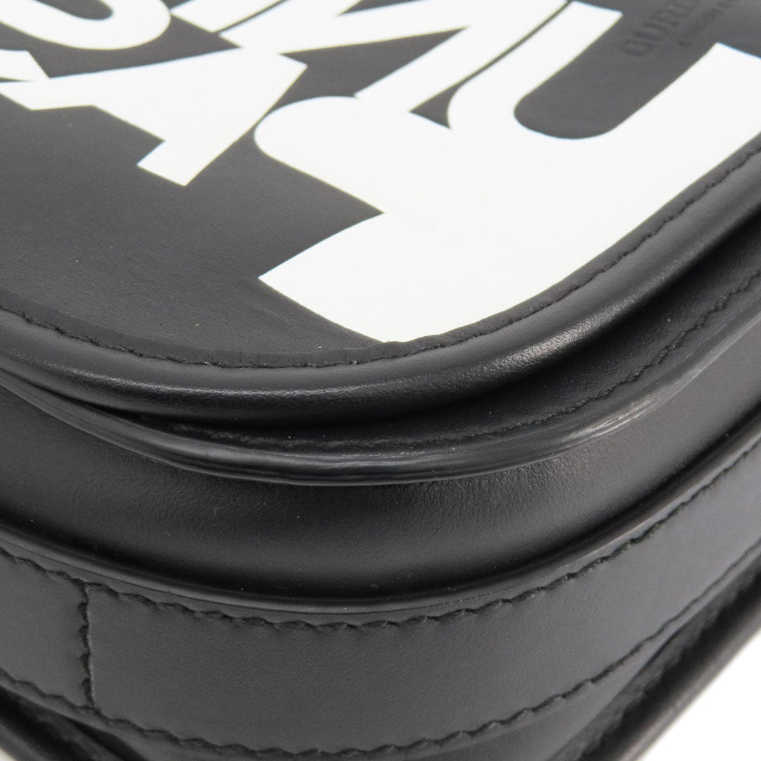 BURBERRY Shoulder Bag leather black logo Women Used Authentic