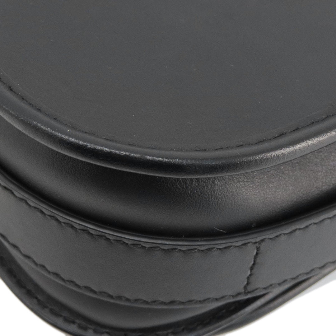 BURBERRY Shoulder Bag leather black logo Women Used Authentic