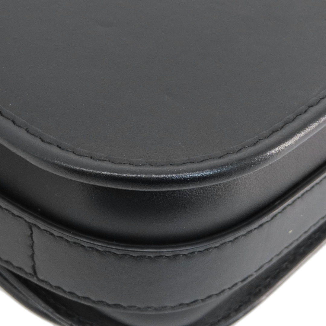 BURBERRY Shoulder Bag leather black logo Women Used Authentic