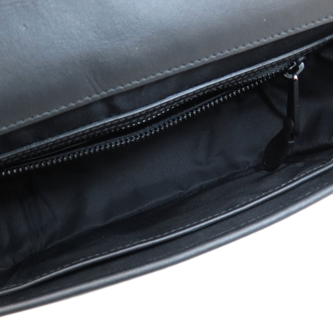 BURBERRY Shoulder Bag leather black logo Women Used Authentic