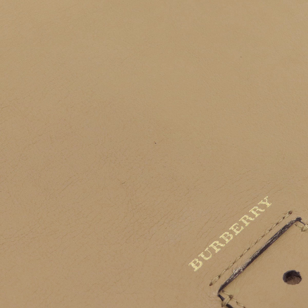 BURBERRY Shoulder Bag leather beige Simple design Women Used Authentic