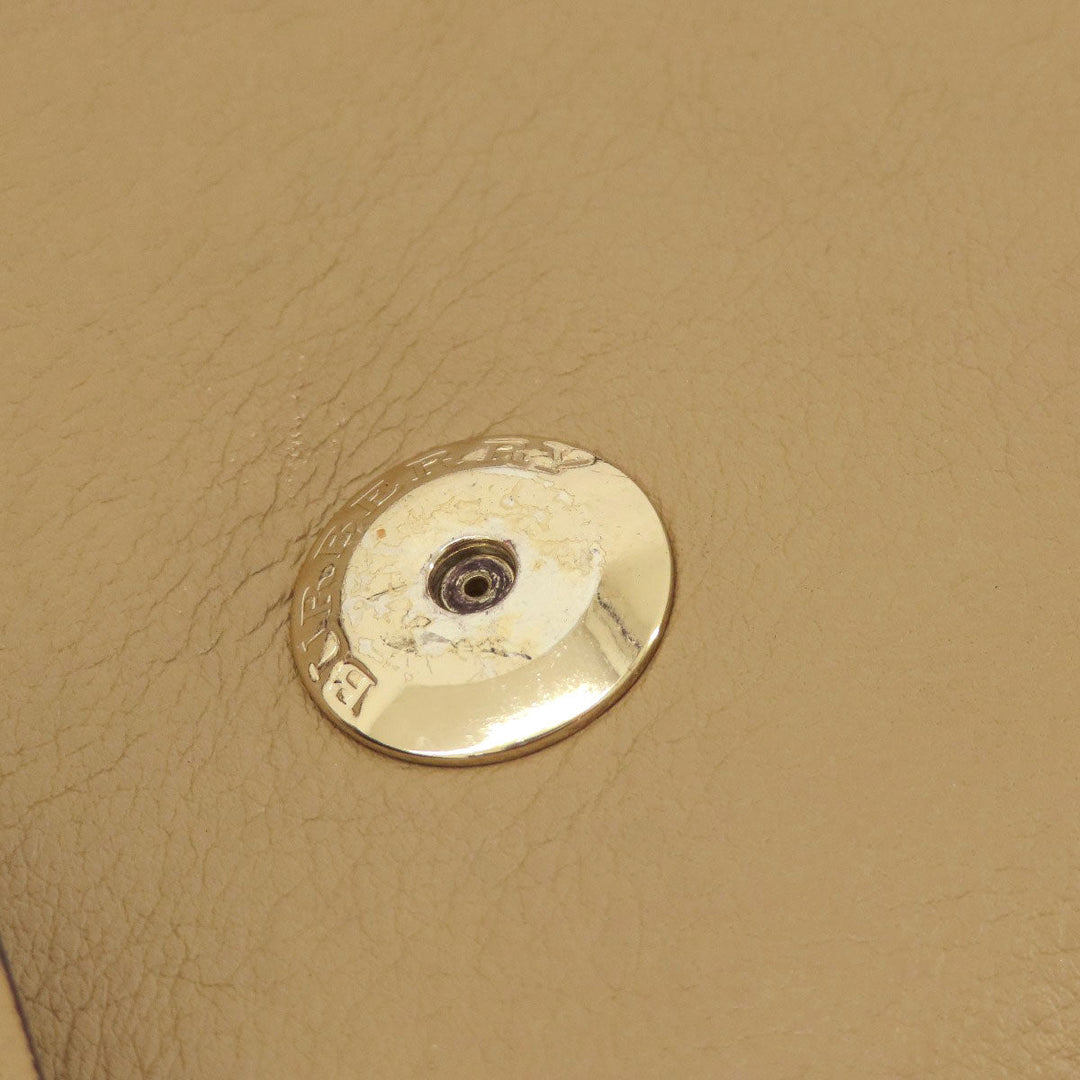 BURBERRY Shoulder Bag leather beige Simple design Women Used Authentic