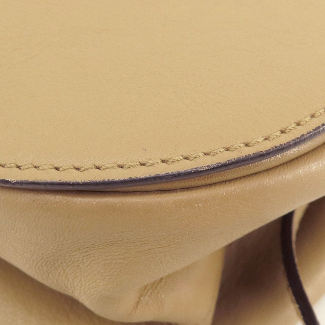 BURBERRY Shoulder Bag leather beige Simple design Women Used Authentic