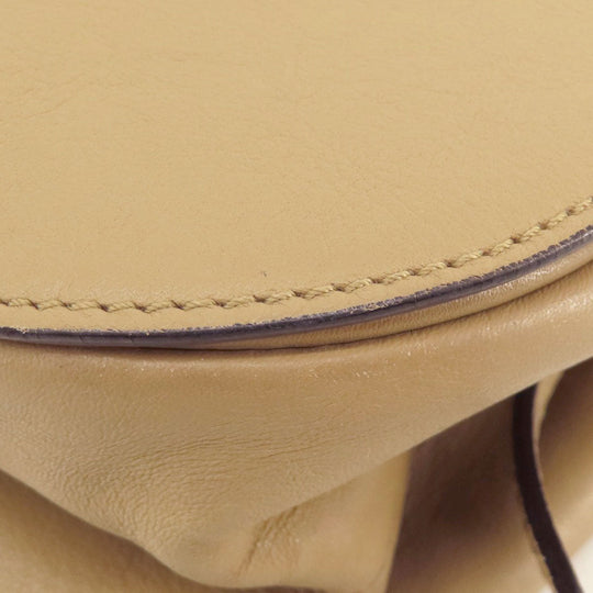 BURBERRY Shoulder Bag leather beige Simple design Women Used Authentic