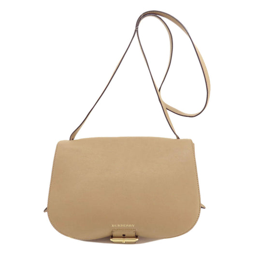 BURBERRY Shoulder Bag leather beige Simple design Women Used Authentic