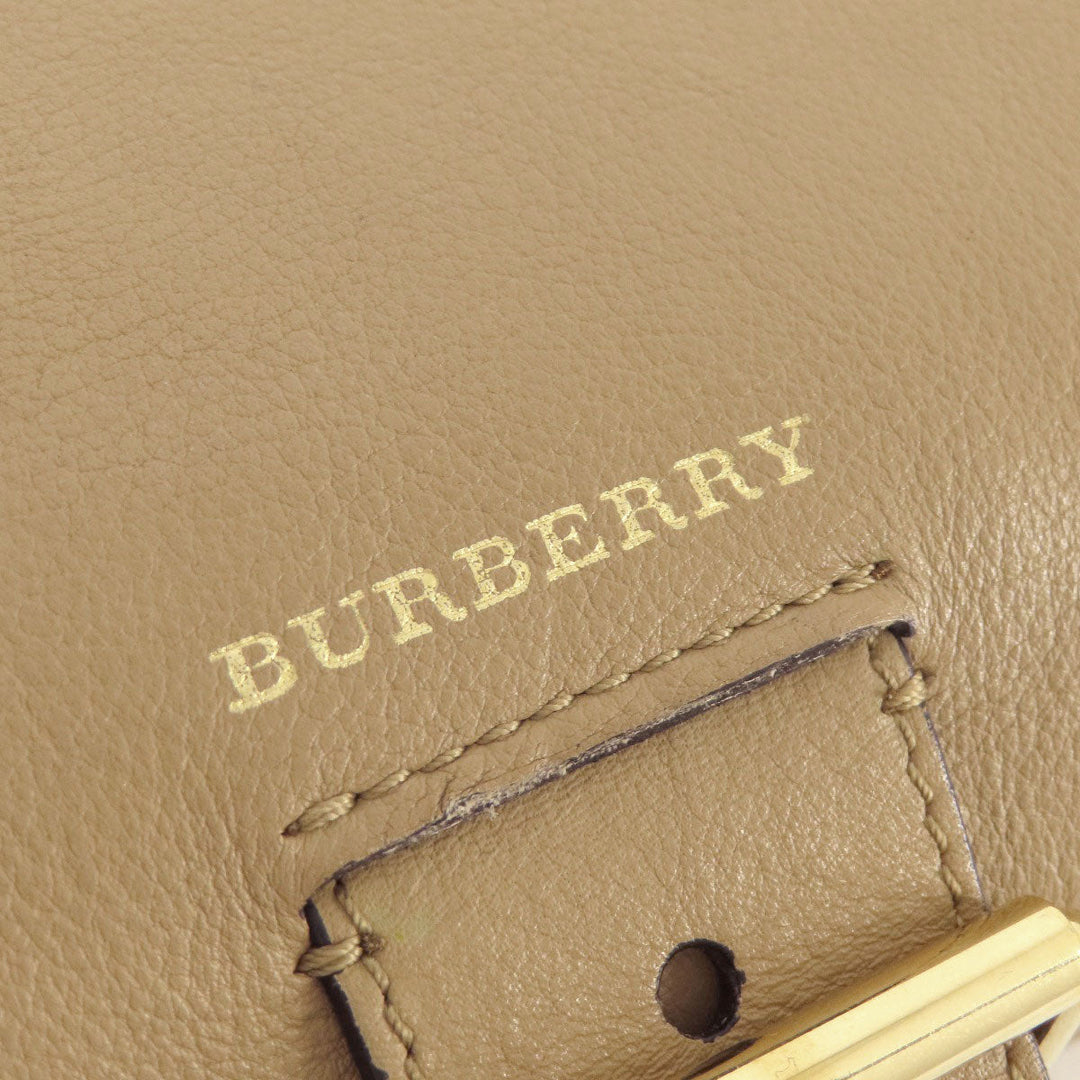 BURBERRY Shoulder Bag leather beige Simple design Women Used Authentic