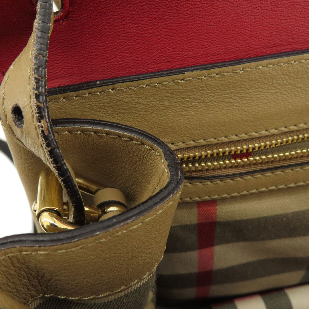 BURBERRY Shoulder Bag leather beige Simple design Women Used Authentic