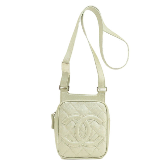 CHANEL Shoulder Bag Caviar skin Silver COCO Mark Matelasse SilverMetal