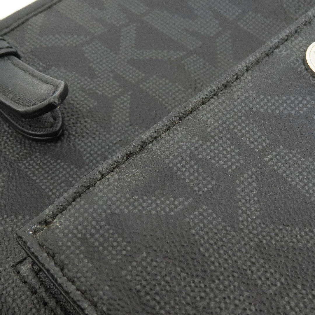 MICHAEL KORS Handbag Leather, Coated Canvas black MK signature Women Used Authentic