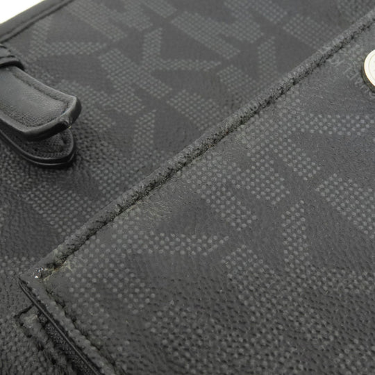 MICHAEL KORS Handbag Leather, Coated Canvas black MK signature Women Used Authentic