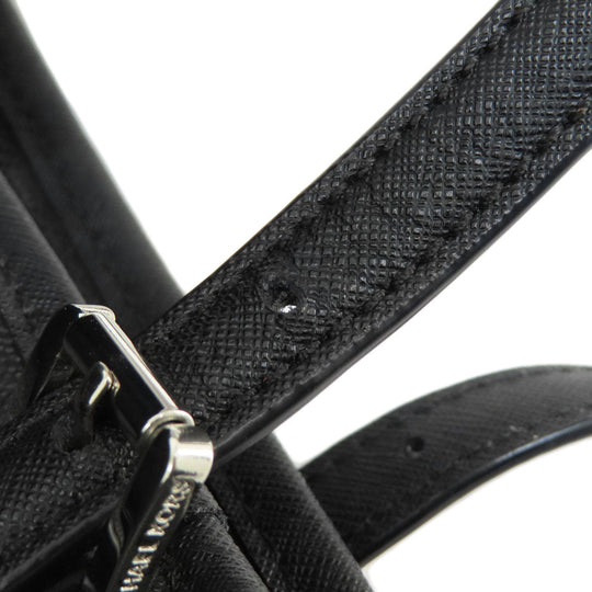 MICHAEL KORS Handbag Leather, Coated Canvas black MK signature Women Used Authentic