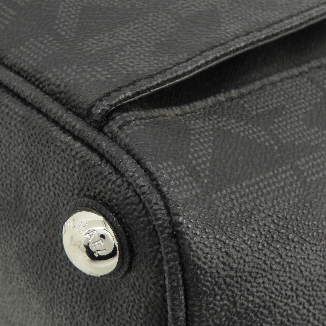 MICHAEL KORS Handbag Leather, Coated Canvas black MK signature Women Used Authentic