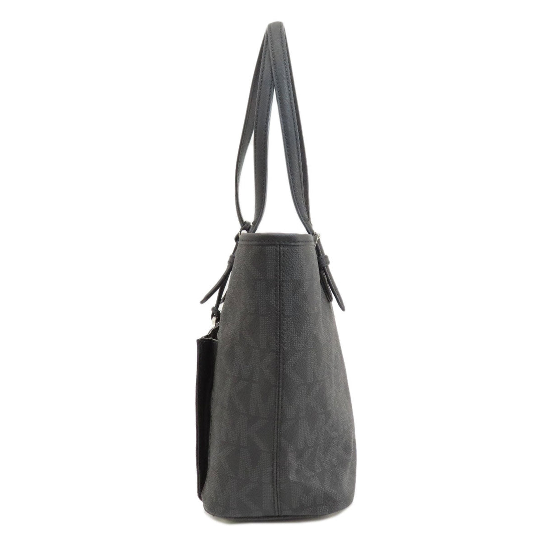 MICHAEL KORS Handbag Leather, Coated Canvas black MK signature Women Used Authentic