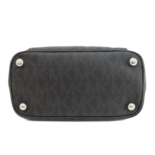 MICHAEL KORS Handbag Leather, Coated Canvas black MK signature Women Used Authentic