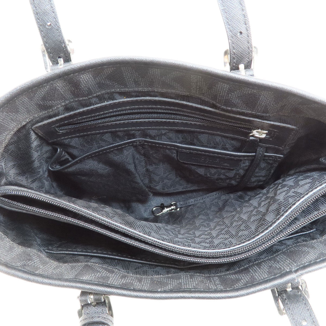 MICHAEL KORS Handbag Leather, Coated Canvas black MK signature Women Used Authentic