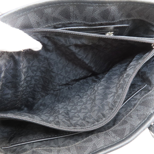 MICHAEL KORS Handbag Leather, Coated Canvas black MK signature Women Used Authentic