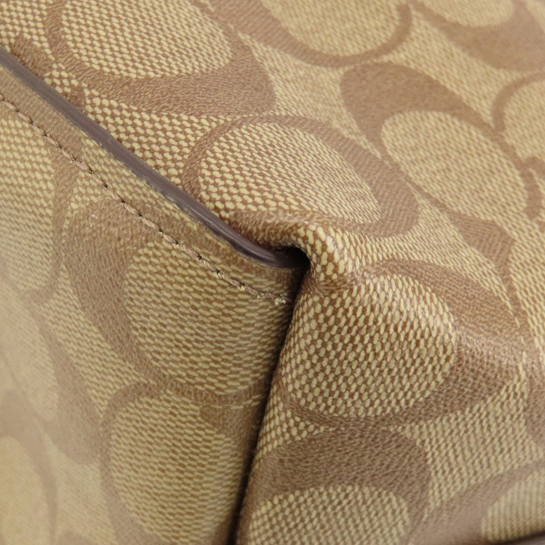 COACH Tote Bag F67108 PVC Brown Signature Women Used Authentic