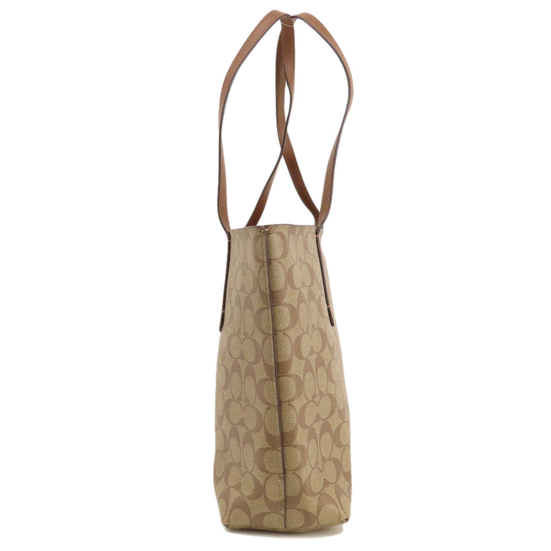 COACH Tote Bag F67108 PVC Brown Signature Women Used Authentic