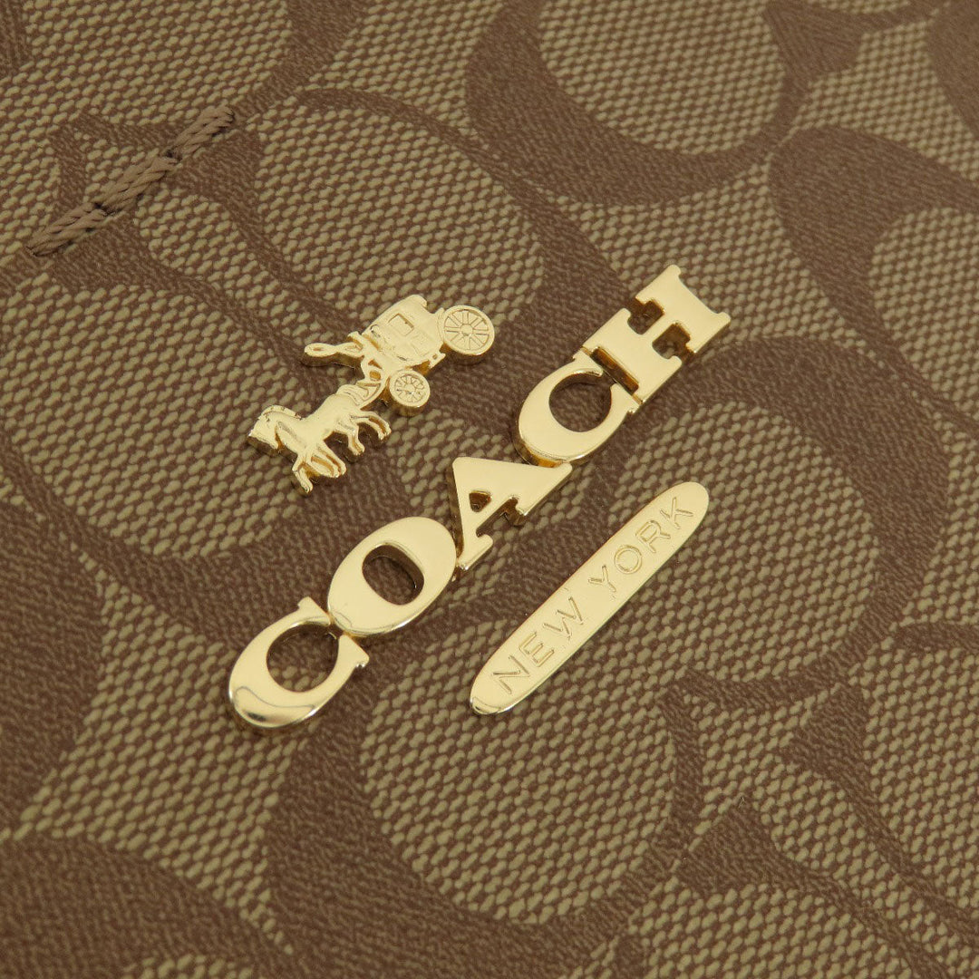 COACH Tote Bag F67108 PVC Brown Signature Women Used Authentic