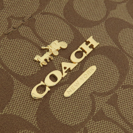 COACH Tote Bag F67108 PVC Brown Signature Women Used Authentic