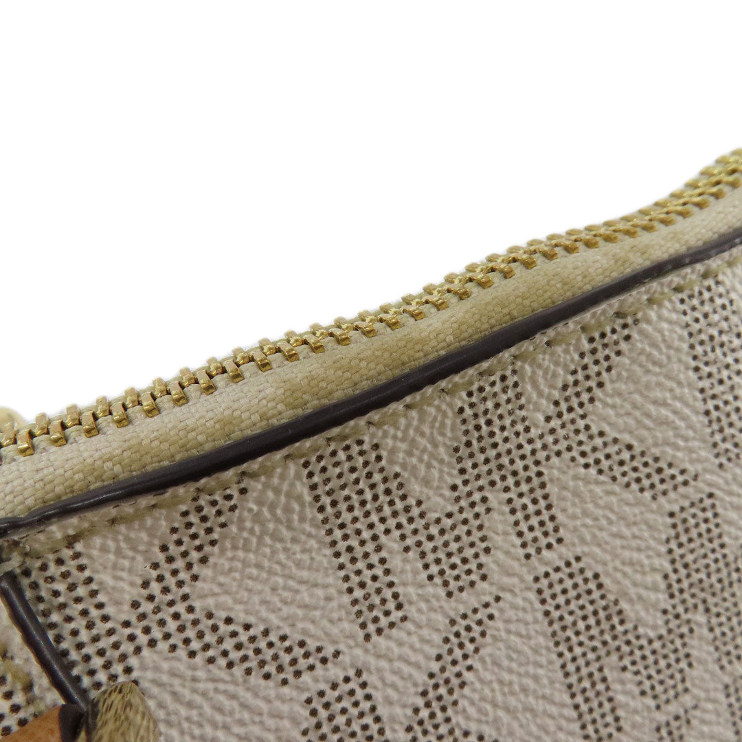 MICHAEL KORS Tote Bag Leather, Coated Canvas white MK signature Women Used Authentic