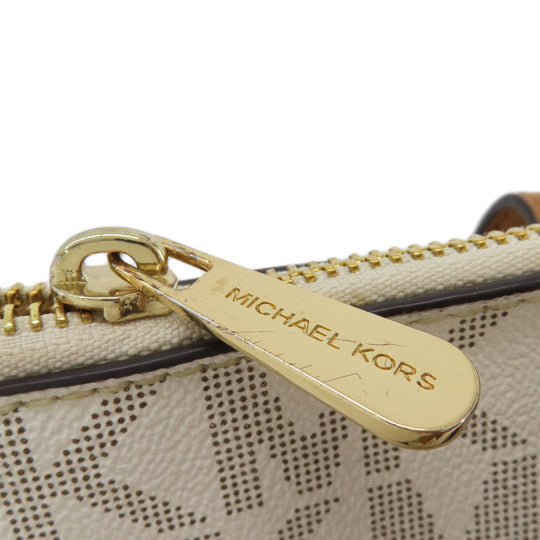 MICHAEL KORS Tote Bag Leather, Coated Canvas white MK signature Women Used Authentic