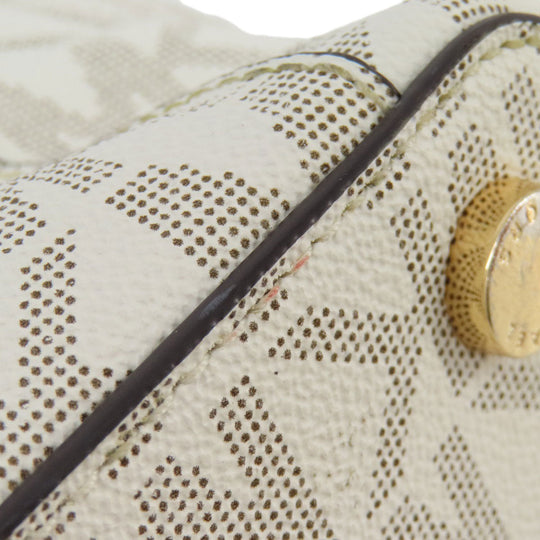 MICHAEL KORS Tote Bag Leather, Coated Canvas white MK signature Women Used Authentic
