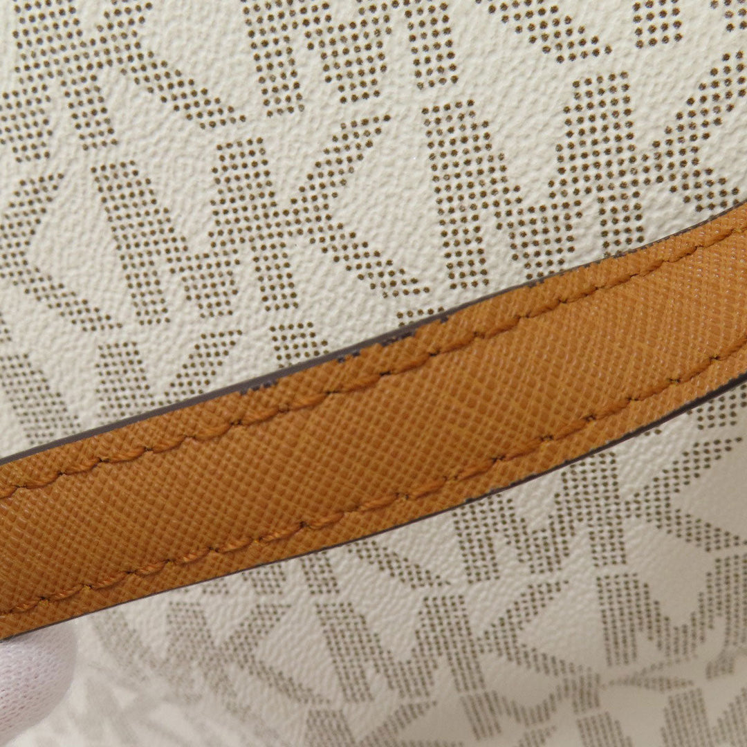 MICHAEL KORS Tote Bag Leather, Coated Canvas white MK signature Women Used Authentic