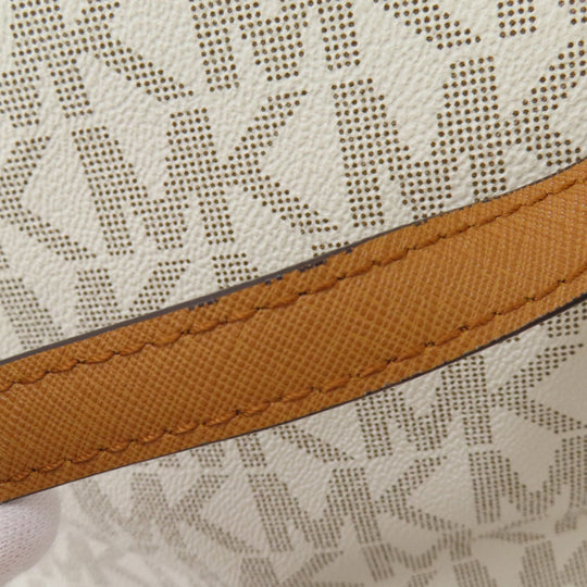 MICHAEL KORS Tote Bag Leather, Coated Canvas white MK signature Women Used Authentic