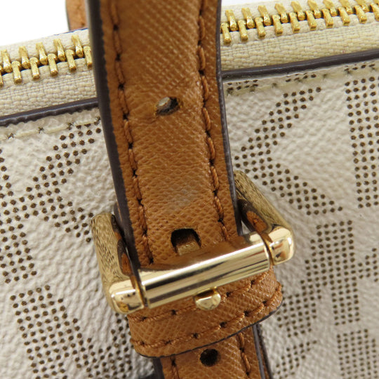 MICHAEL KORS Tote Bag Leather, Coated Canvas white MK signature Women Used Authentic