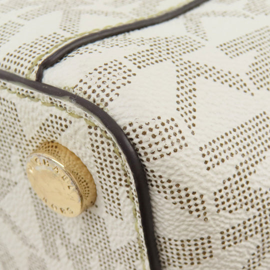 MICHAEL KORS Tote Bag Leather, Coated Canvas white MK signature Women Used Authentic
