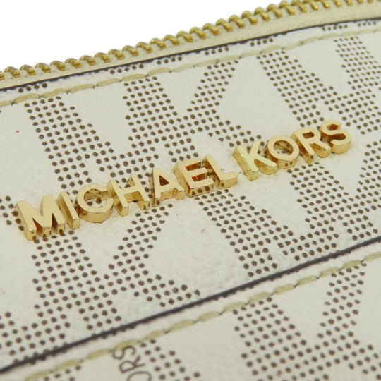 MICHAEL KORS Tote Bag Leather, Coated Canvas white MK signature Women Used Authentic
