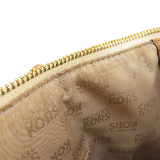 MICHAEL KORS Tote Bag Leather, Coated Canvas white MK signature Women Used Authentic