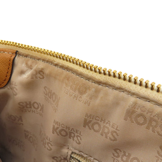 MICHAEL KORS Tote Bag Leather, Coated Canvas white MK signature Women Used Authentic