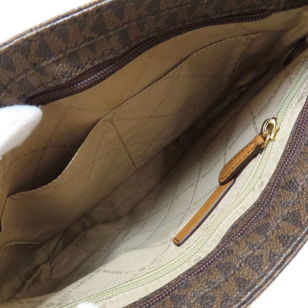 MICHAEL KORS Shoulder Bag PVC Brown MK signature Women Used Authentic