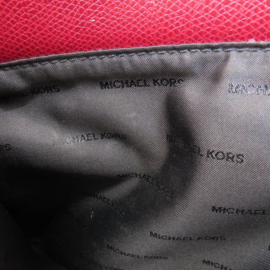 MICHAEL KORS Shoulder Bag leather Red logo Women Used Authentic