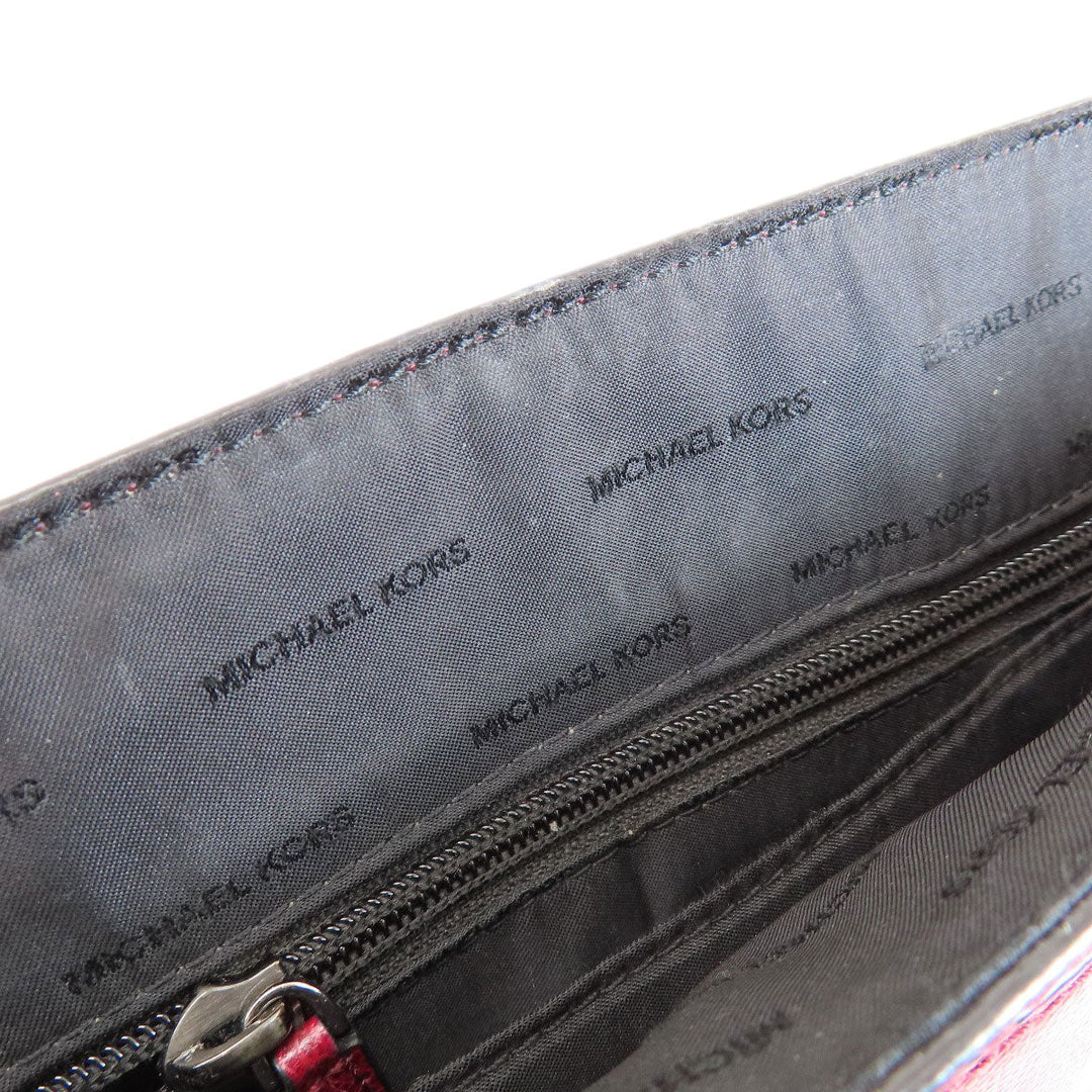 MICHAEL KORS Shoulder Bag leather Red logo Women Used Authentic