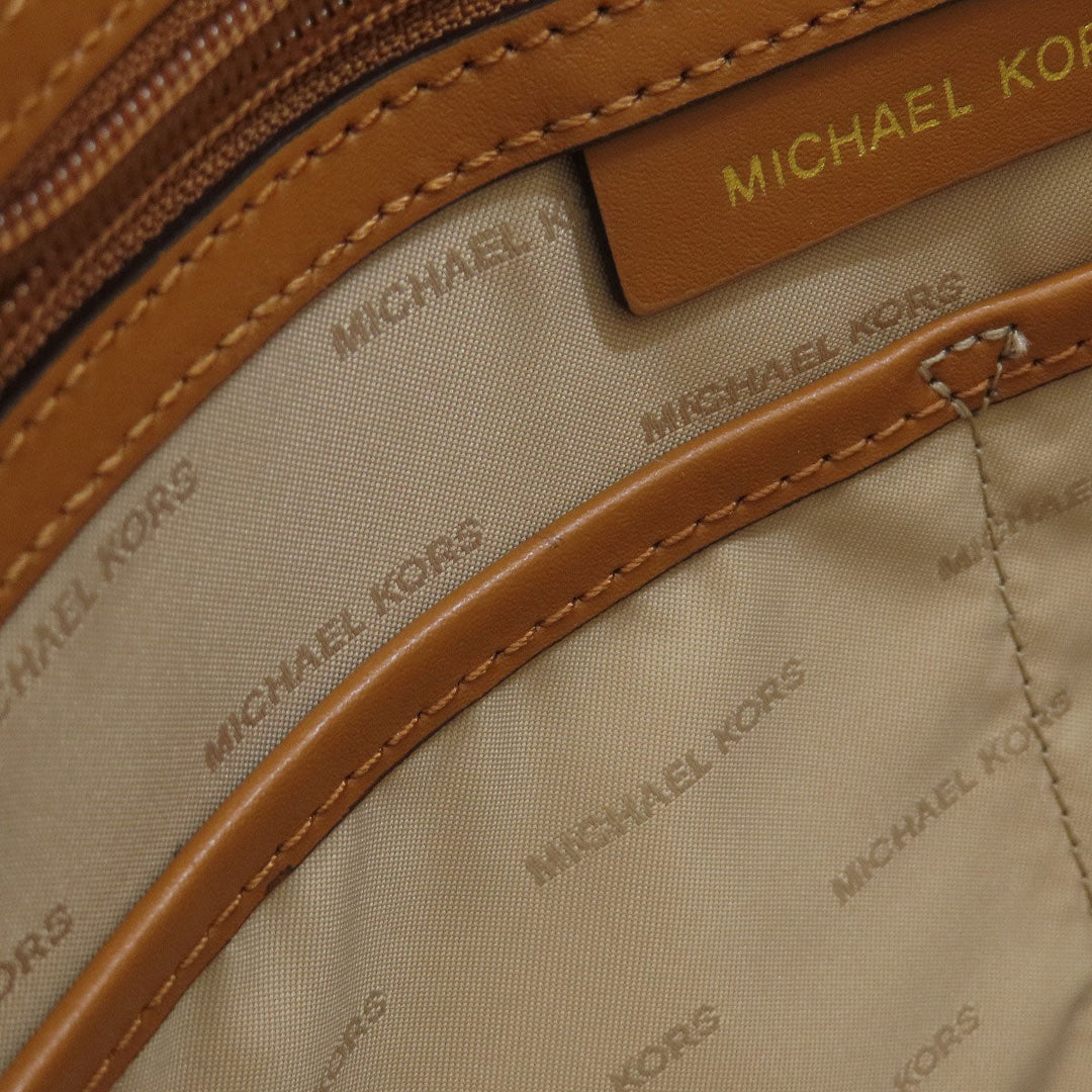 MICHAEL KORS Tote Bag Leather, Coated Canvas white MK signature Women Used Authentic