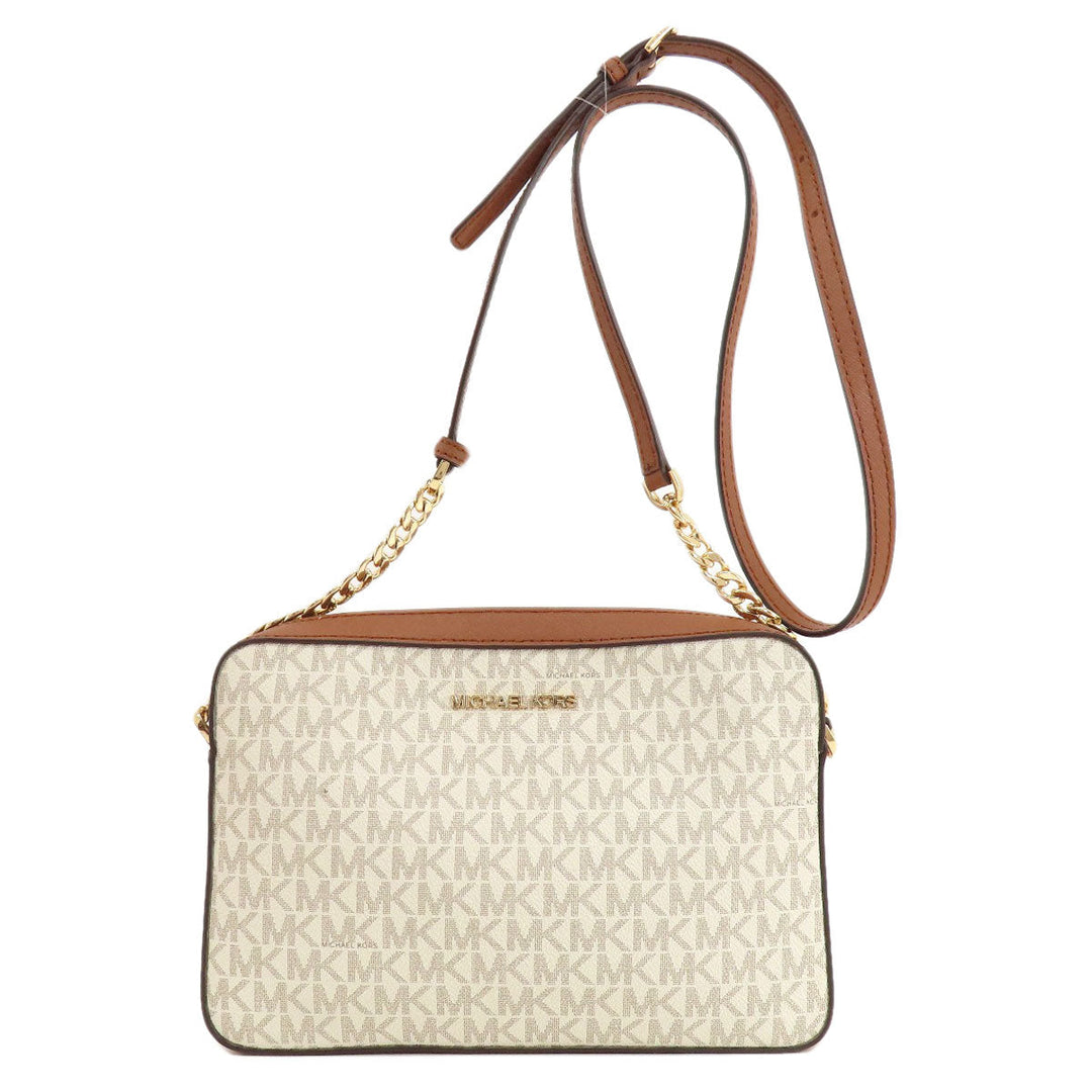 MICHAEL KORS Shoulder Bag PVC white MK Signature logoMetal Women Used Authentic