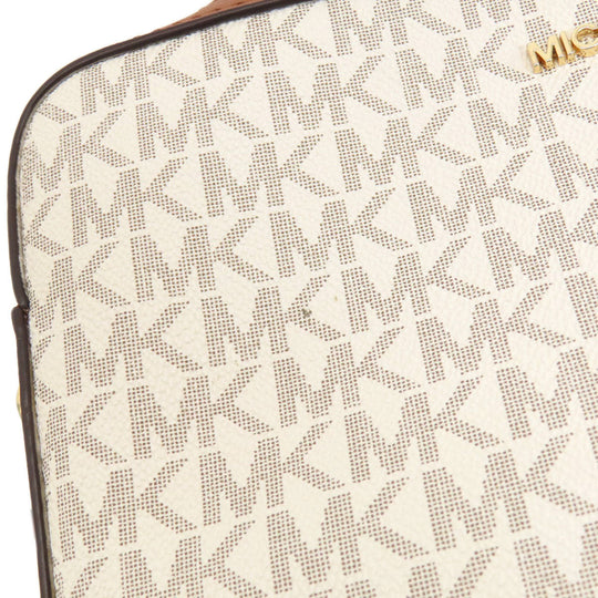 MICHAEL KORS Shoulder Bag PVC white MK Signature logoMetal Women Used Authentic