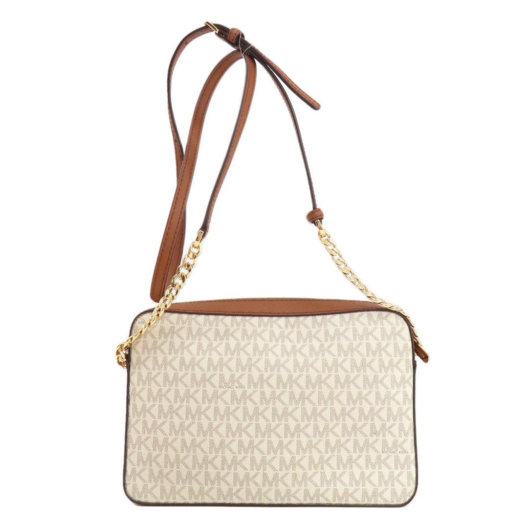 MICHAEL KORS Shoulder Bag PVC white MK Signature logoMetal Women Used Authentic