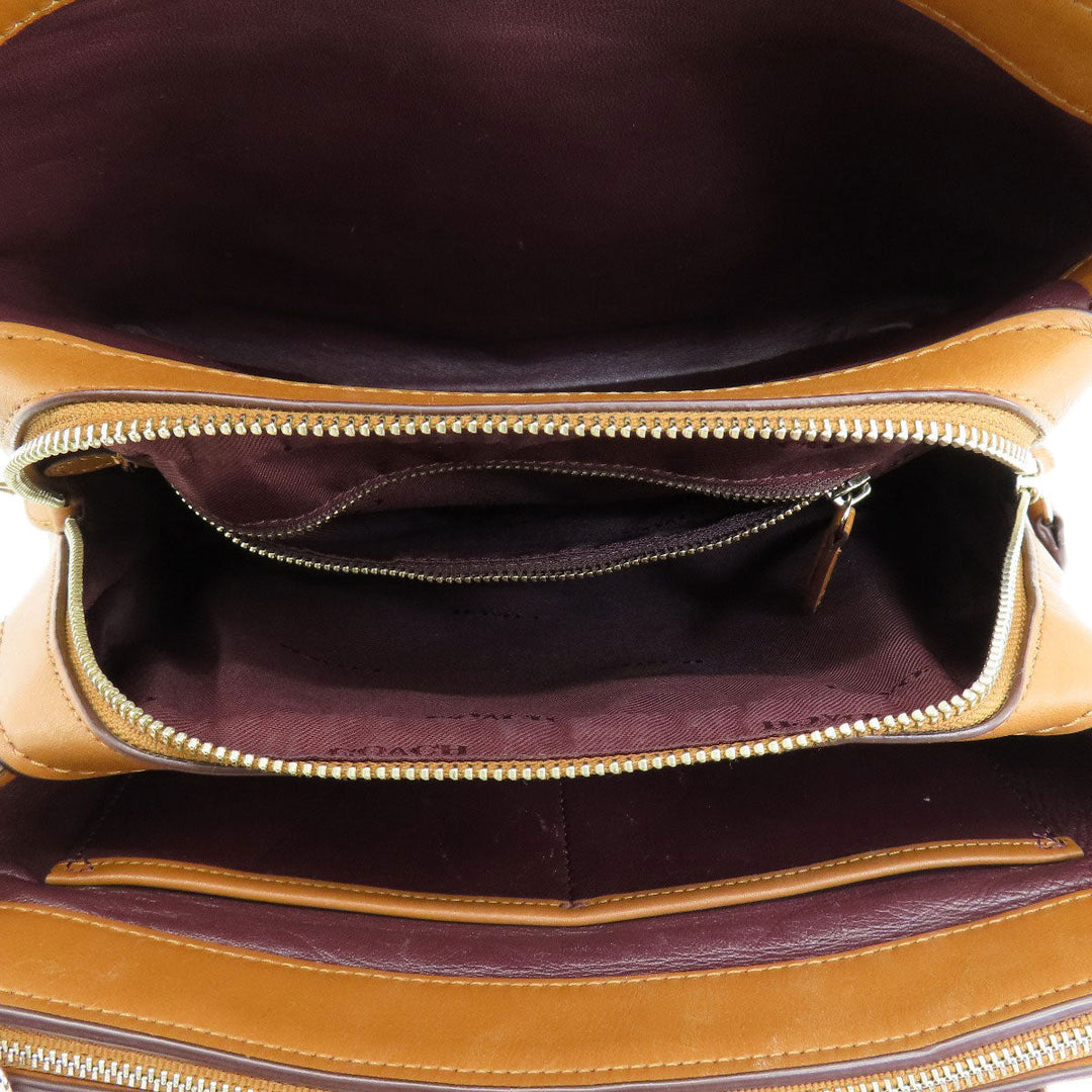 COACH Handbag 56839 leather Brown logoMetal 2WAY Women Used Authentic