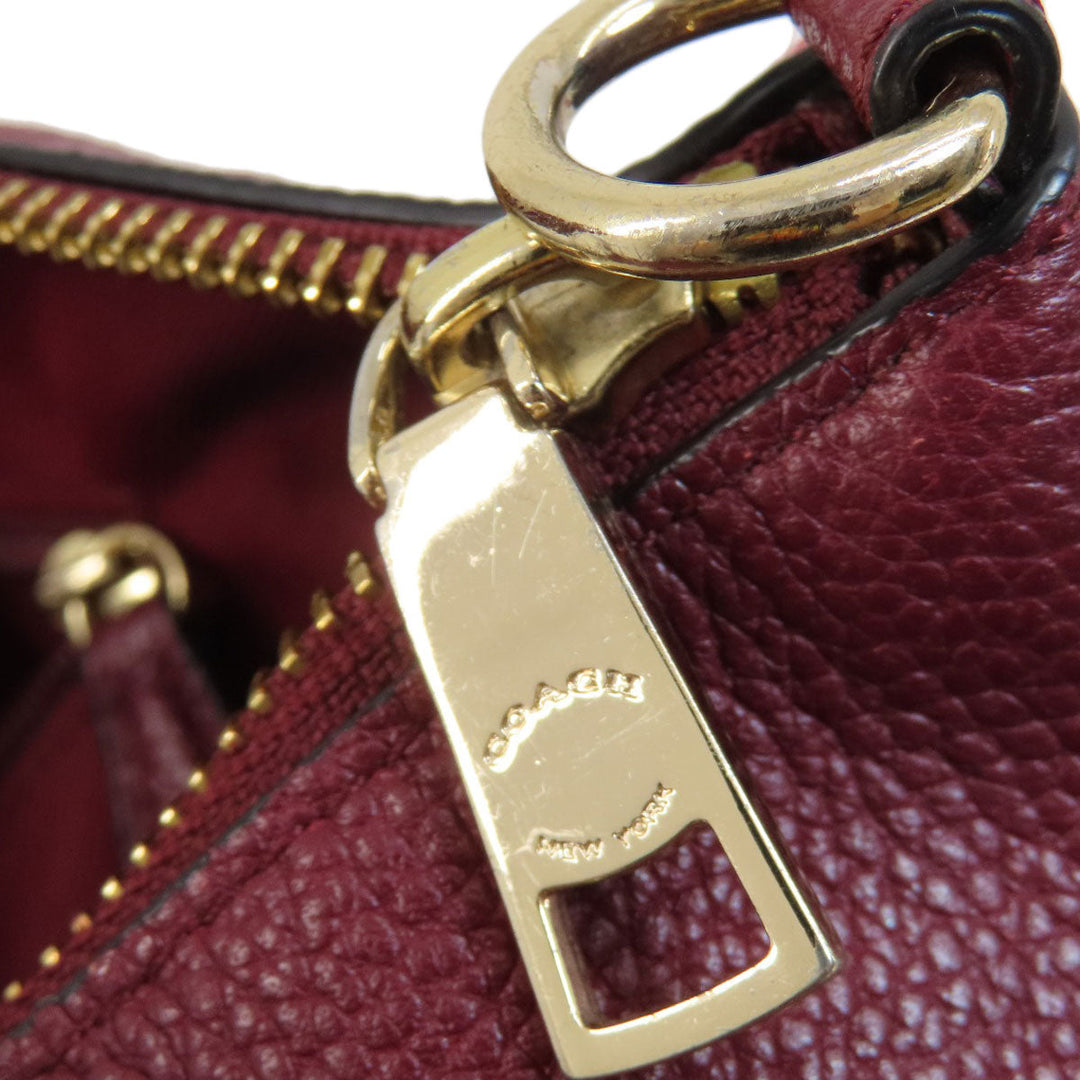 COACH Handbag 34340 leather Red 2WAY Women Used Authentic