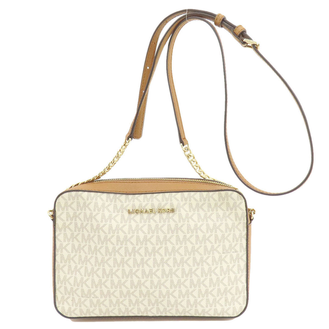 MICHAEL KORS Shoulder Bag PVC white MK signature Women Used Authentic