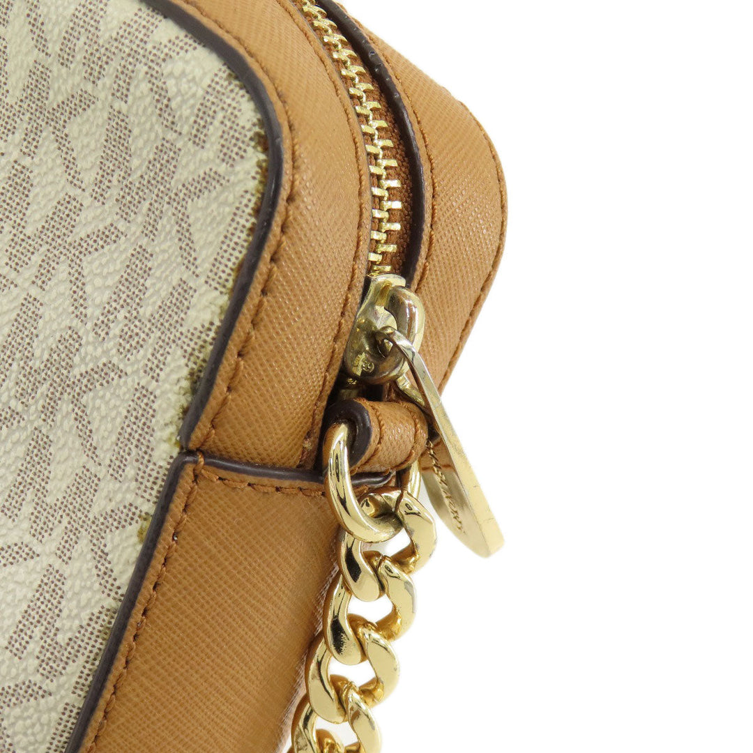 MICHAEL KORS Shoulder Bag PVC white MK signature Women Used Authentic
