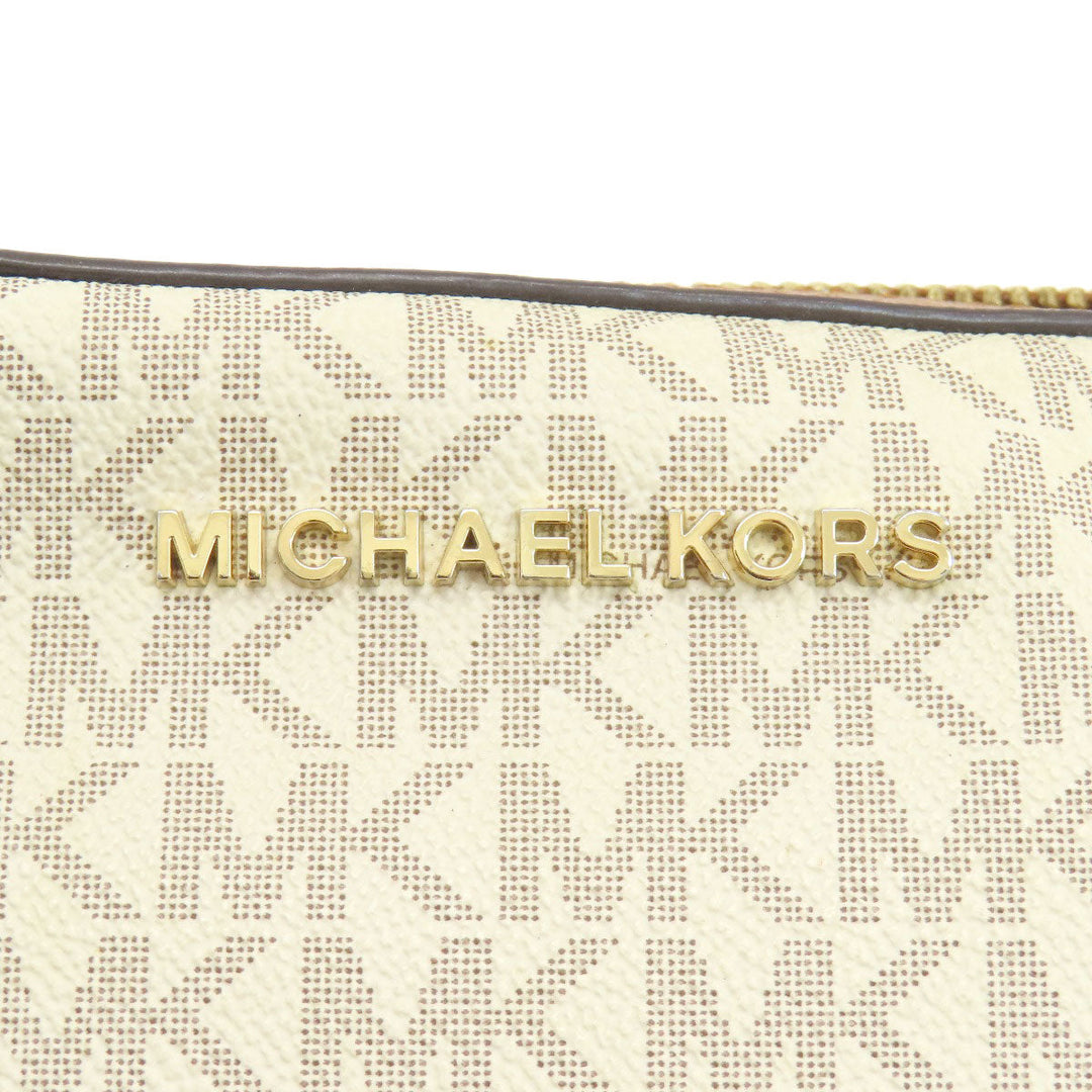 MICHAEL KORS Shoulder Bag PVC white MK signature Women Used Authentic