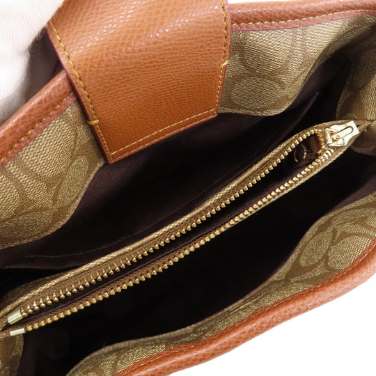 COACH Handbag F34605 PVC Brown Signature 2WAY Women Used Authentic