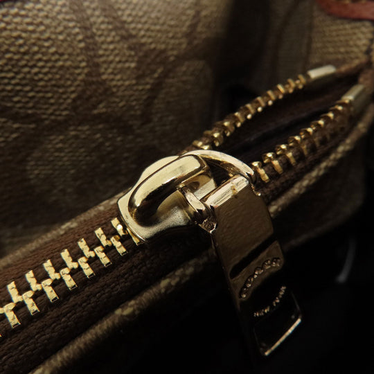 COACH Handbag F34605 PVC Brown Signature 2WAY Women Used Authentic